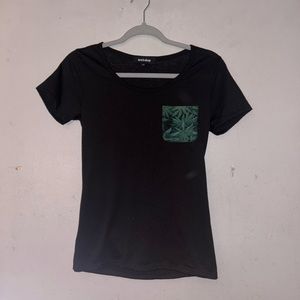 Black T-shirt with pot leaf pocket design never worn